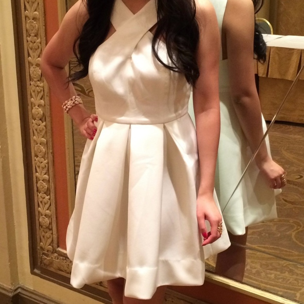 Elegant White Pleated Dress